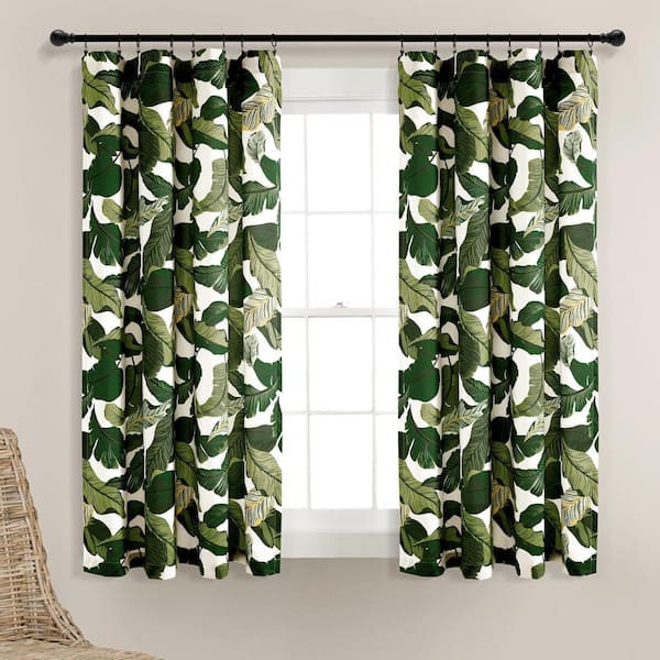 HOMEBOUTIQUE Tropical Paradise Window Curtain Panels Green 52X63 Set
