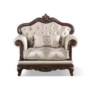 Noel Beige Fabric Accent Arm Chair With Tufting