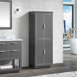 Allie 24 in. W x 16 in. D x 65 in. H Floor Cabinet in. Twilight Gray Finish with Silver Trim