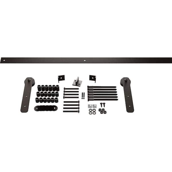Goldberg Brothers Inc. 1-1/2 in. x 64 in. x 10-1/4 in. Steel Economy Straight Strap Barn Door Hardware Set Moulding Arch Bronze
