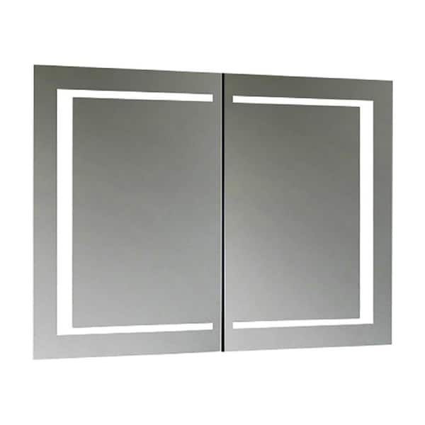 Fresca Spazio 40 in. W x 30 in. H Rectangular Moisture-resistant Aluminum Medicine Cabinet with Mirror and LED Lighting