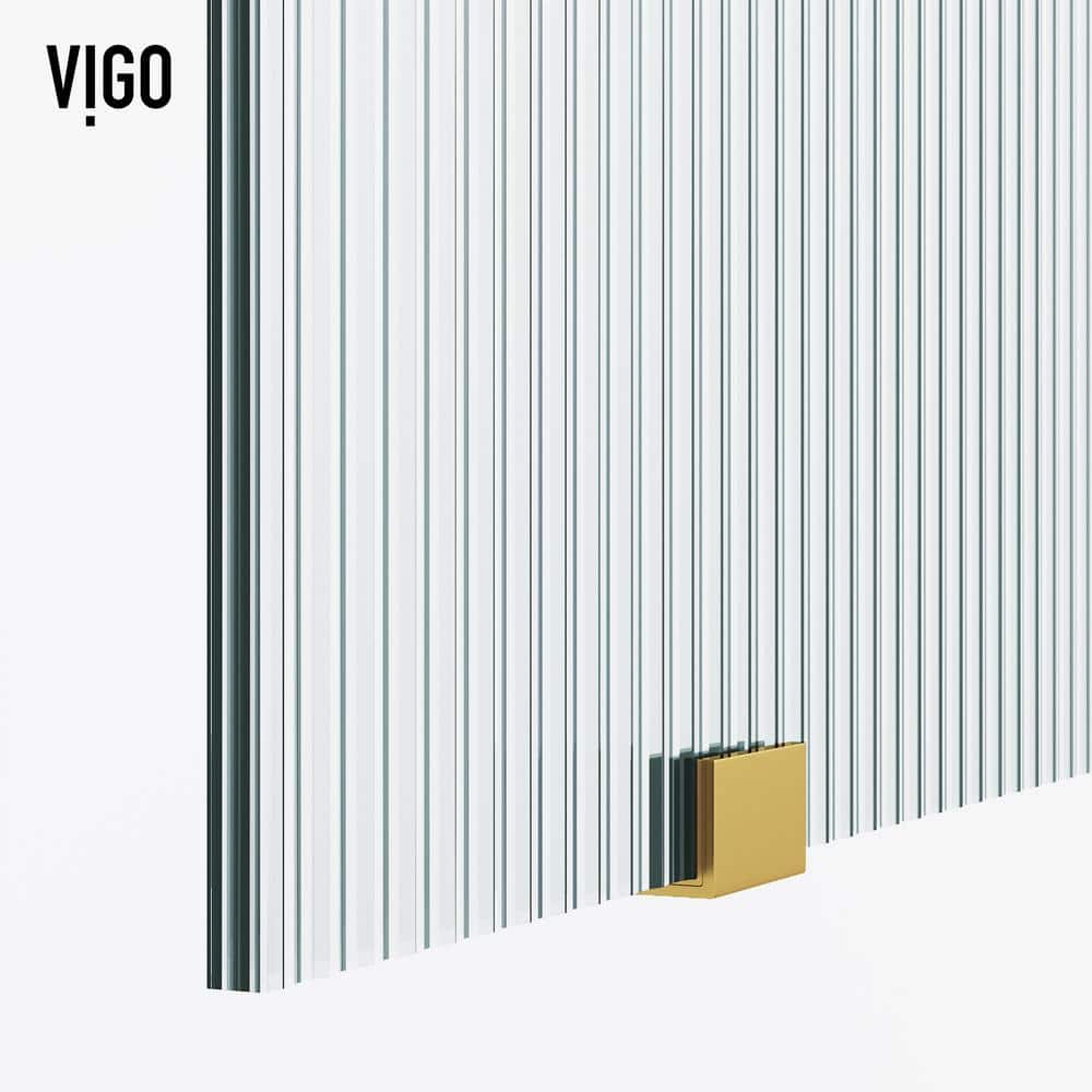 Matte Brushed Gold Frameless Sliding Shower Door with Fluted Glass
