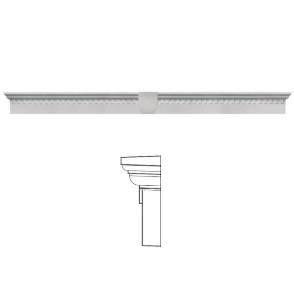 Builders Edge 6 in. x 65 5/8 in. Classic Dentil Window Header with Keystone in 030 Paintable