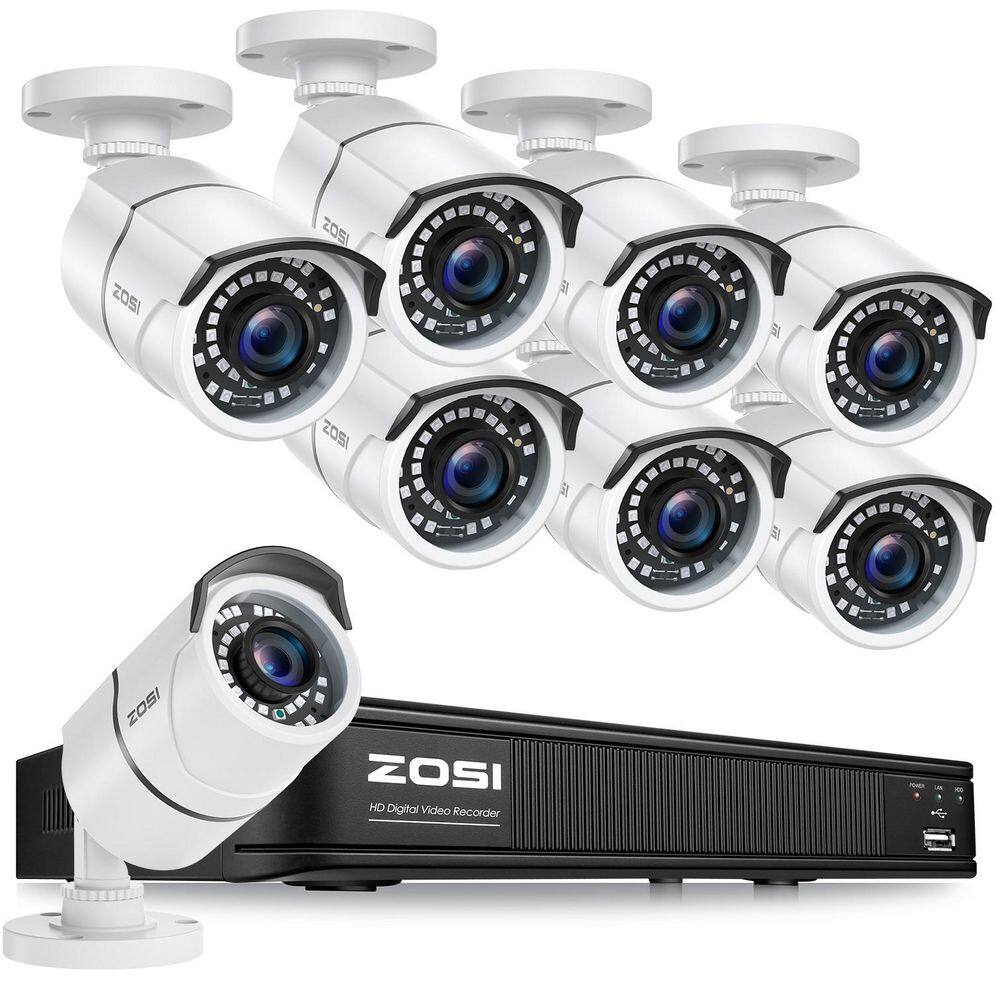 8-Channel DVR Home Security System with 8-Wired 1080p FHD Outdoor Bullet Audio Cameras, White price history on PriceWatchPro