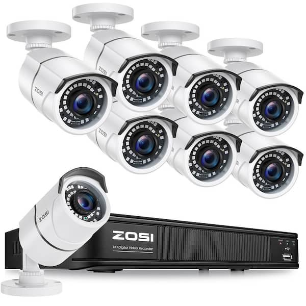 8-Channel DVR Home Security System with 8-Wired 1080p FHD Outdoor Bullet Audio Cameras, White