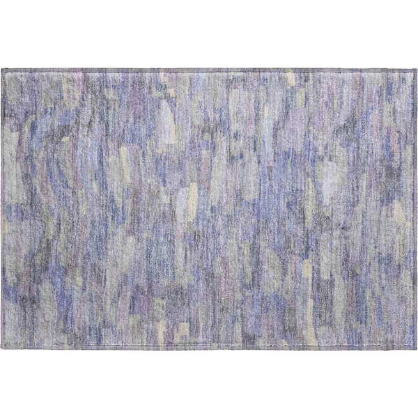 Mayfield Premium Machine Washable Abstract AMF2266 Purple 2 ft. x 3 ft. Accent Rug