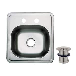 Studio Stainless Steel 15 in. 2-Hole Self-Rimming Drop-In Bar Sink in Stainless Steel