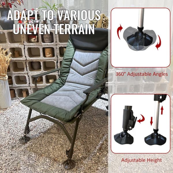 1-Piece Portable Folding Metal Reclining Camping Outdoor Chair with Adjustable Backrest for Outdoor Camping in Blue