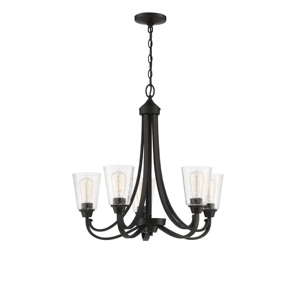 CRAFTMADE Grace 5Light Espresso Finish with Seeded Glass Transitional