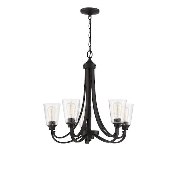 CRAFTMADE Grace 5-Light Espresso Finish with Seeded Glass Transitional Chandelier for Kitchen/Dining/Foyer, No Bulbs Included