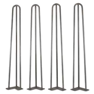 1/2 in. Dia. 28 in. Mid-Century Modern Raw Steel Hairpin Table Legs, (4-Pack)
