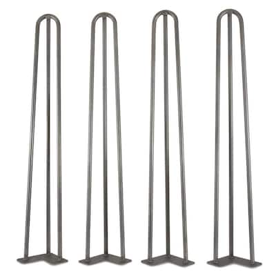 1/2 in. Dia. 28 in. Mid-Century Modern Raw Steel Hairpin Table Legs, (4-Pack)