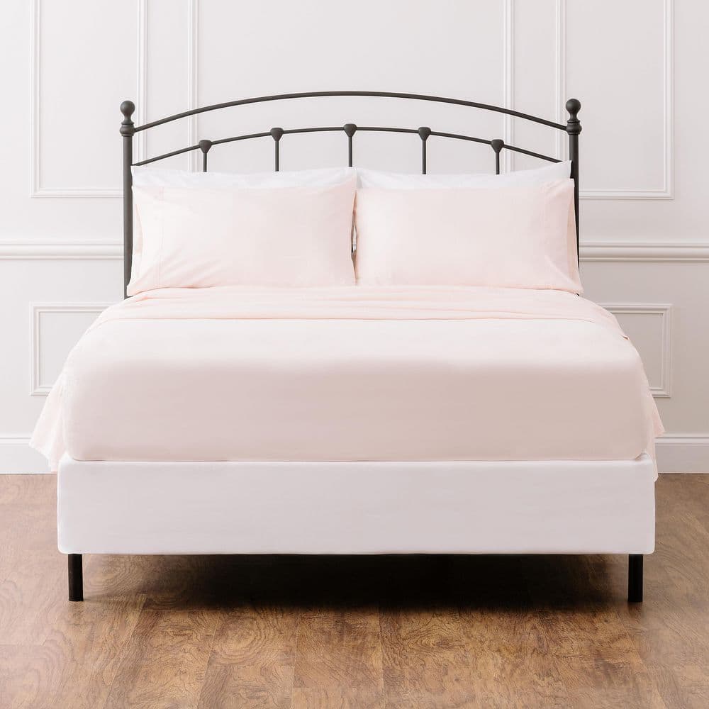 4-Piece Pink Solid Color Checkered Embossed Microfiber Bedsheets Set, King price history on PriceWatchPro