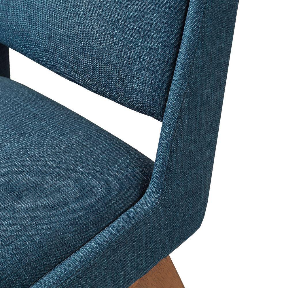 Navy Blue Pecan Wood Upholstered Counter Stool with Cushion