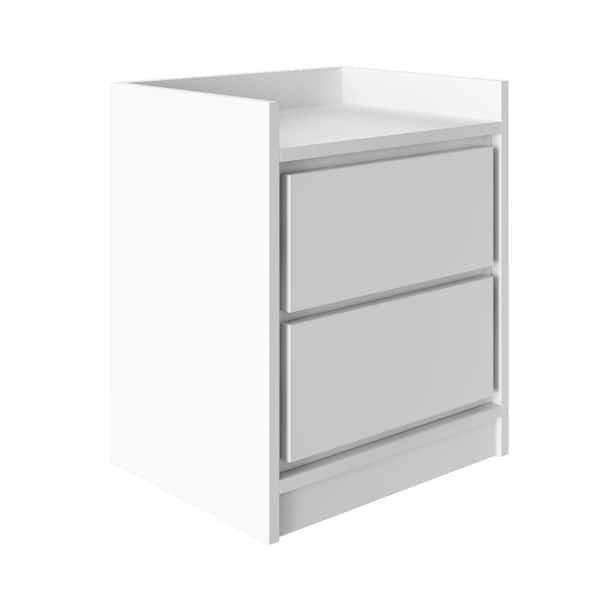 low profile white nightstand