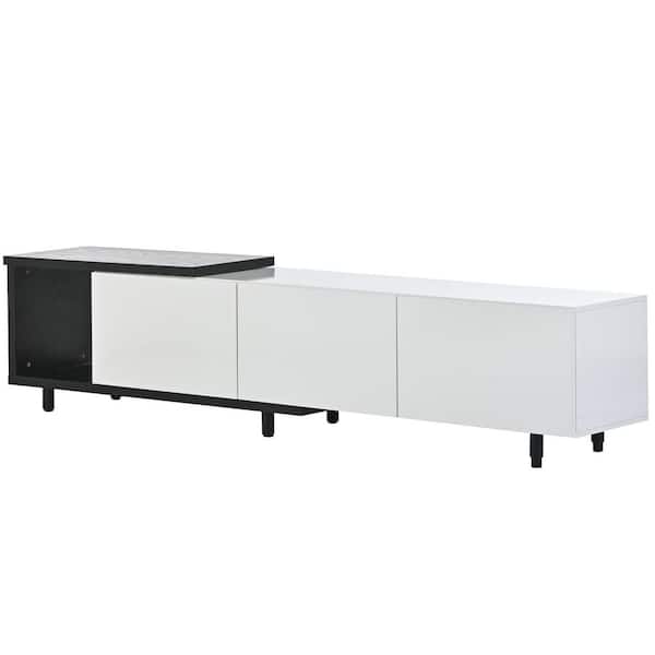 70.1-100 in. White Extendable TV Stand Fits TVs up to 89 in. with 3 Drawers