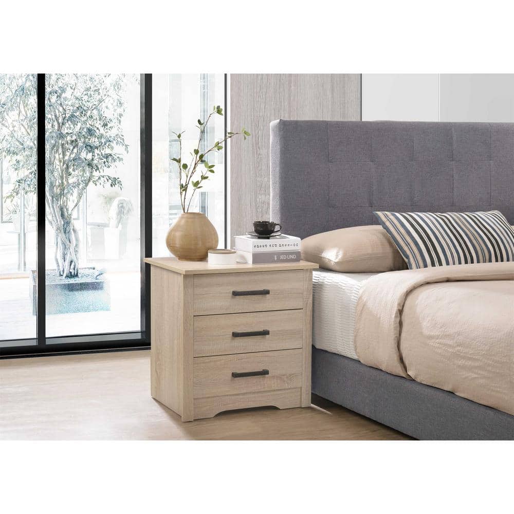 Hudson 3-Drawer Sandalwood Nightstand (23 in. H x 22 in. W x 18 in. D)