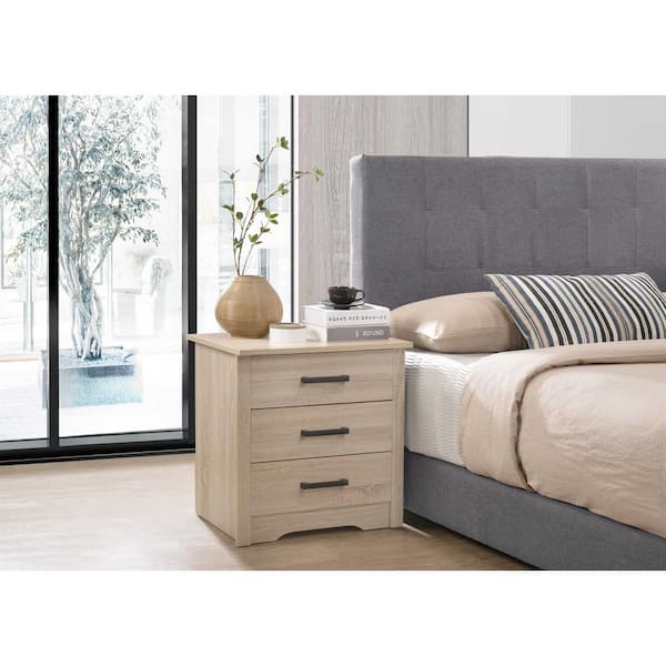 AndMakers Hudson 3-Drawer Sandalwood Nightstand (23 in. H x 22 in. W x 18 in. D)