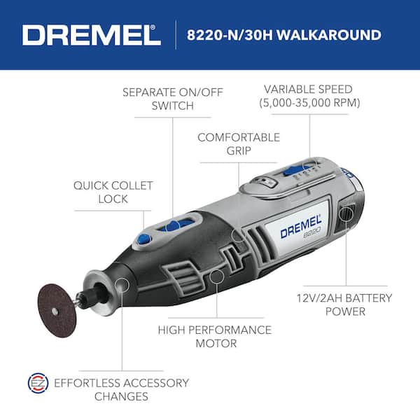 Dremel 8250 Cordless Brushless Rotary Tool Kit and 225 Flex Shaft Rotary  Tool Attachment 
