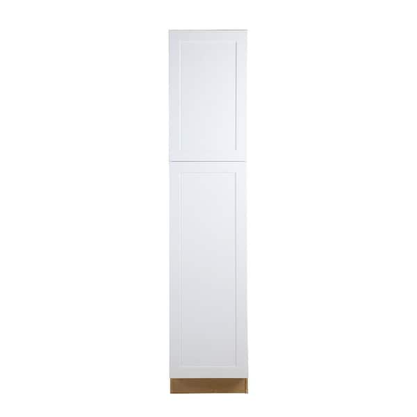 Hampton Bay Cambridge White Shaker Assembled Pantry/Utility Cabinet with 2 Soft Close Doors (18 in. W x 24.5 in. D x 84 in. H)