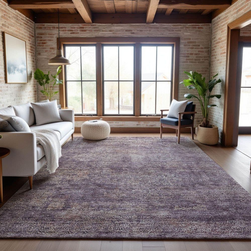 Mayfield Premium Machine Washable Abstract AMF1172 Plum 10 ft. x 14 ft. Area Rug price history on PriceWatchPro