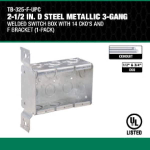 Southwire 2-1/2 in. D Steel Metallic 3-Gang Welded Switch