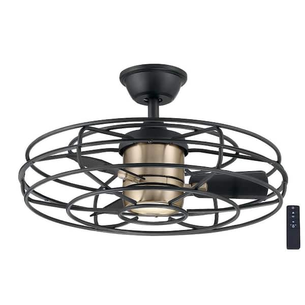 Home Decorators Collection Heritage Point 25 in. Indoor/Outdoor Brushed Gold Fandelier Ceiling Fan with Adjustable White LED with Remote Included