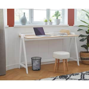 Enkel 47 in. W Rectangular White and Natural Wood Desk