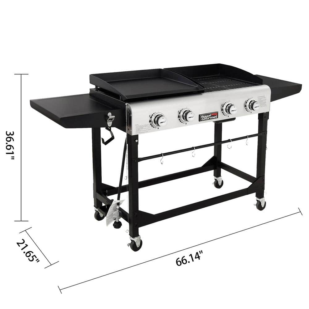 Royal Gourmet 66" Stainless Steel Propane Gas Grill with Side Burner