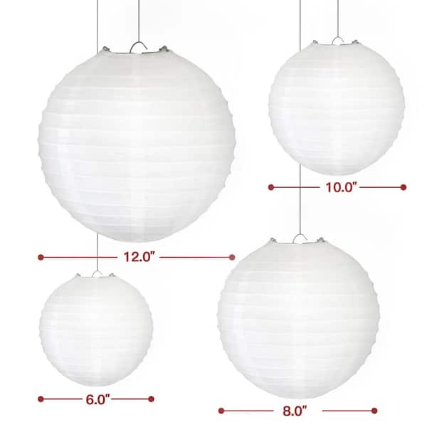 10"12"14"16"18" Perfect 60 Set to decorate Wedding W/ White Paper Lantern Led