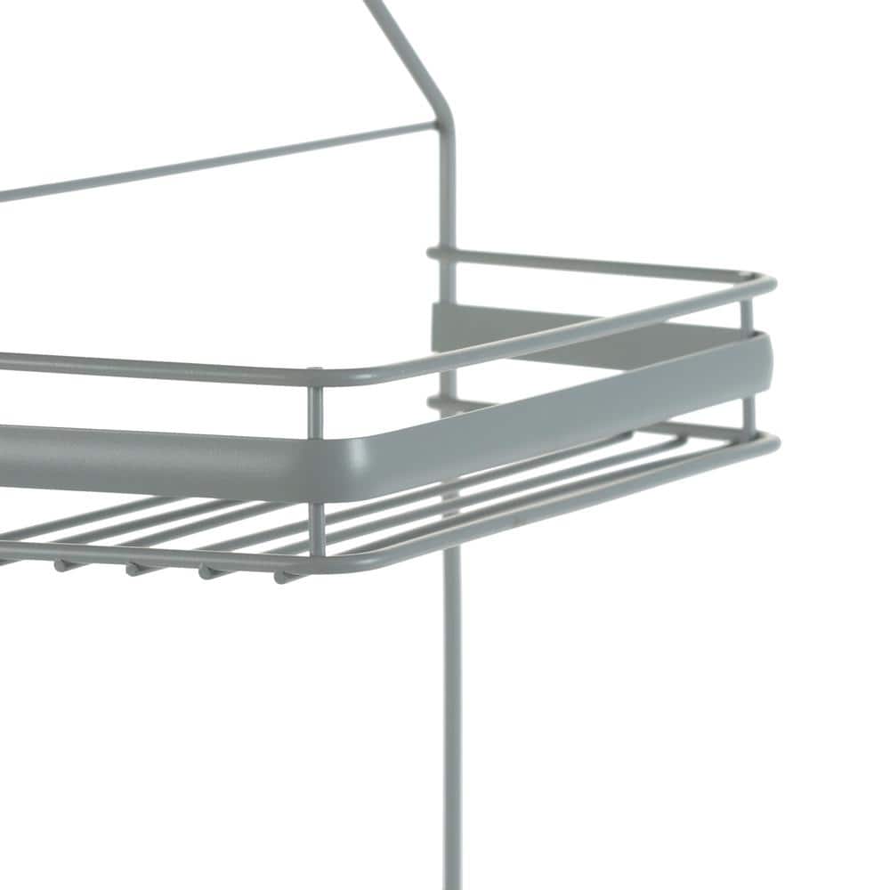 Gray Metal 2-Tier Suction Mount Shower Organizer