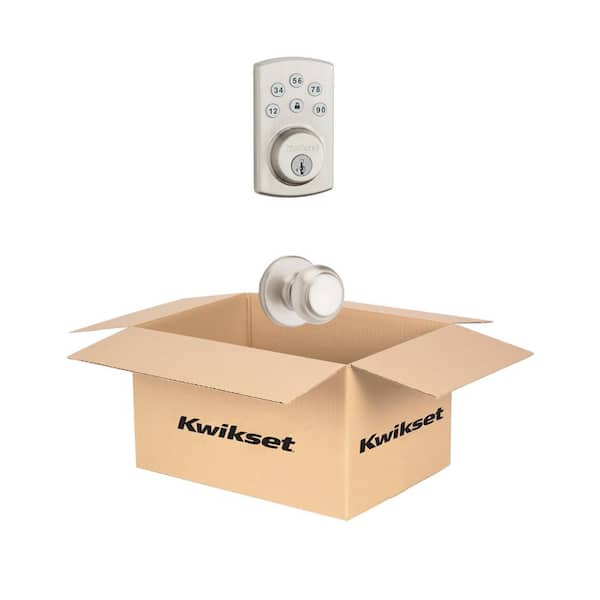 Powerbolt2 Satin Nickel Single Cylinder Electronic Deadbolt Featuring SmartKey Security and Cove Passage Knob