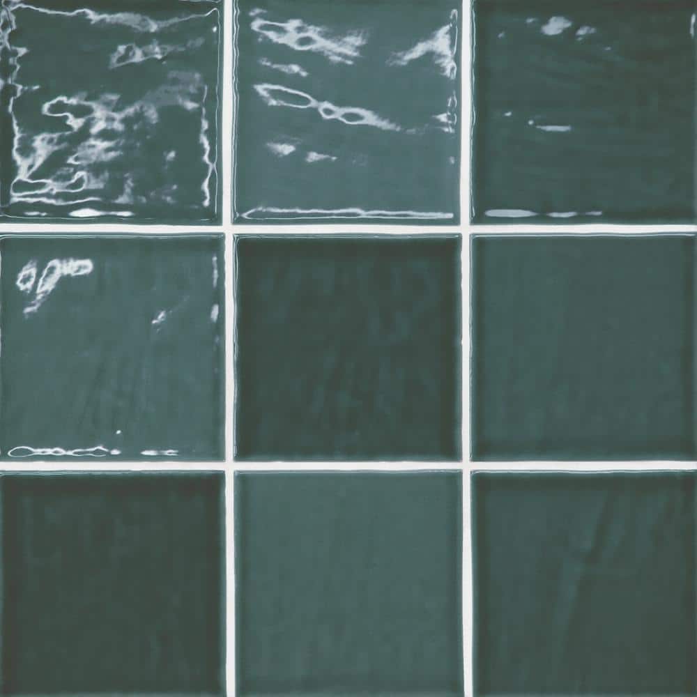 Sample-Marin 4 in. x 4 in. Glossy Ceramic Wall Tile Sample in Ocean Teal price history on PriceWatchPro