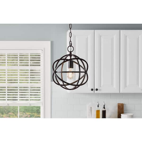 Sarolta Sands 1-Light Bronze Mini Pendant Light Fixture with Caged Globe Metal Shade