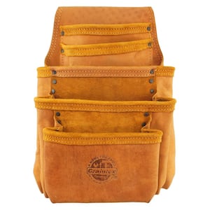 5-Pocket Top Grain Oil Tanned Leather Nail and Tool Pouch