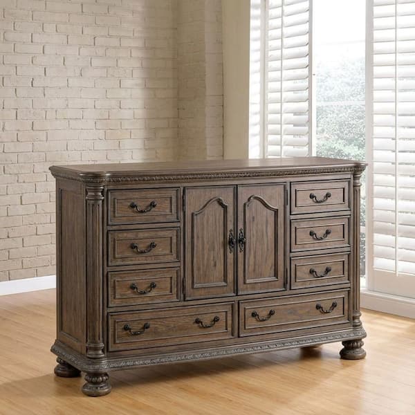 Persephone Traditional Style 8-Drawer 65.5 in. Rustic Natural Tone Dresser