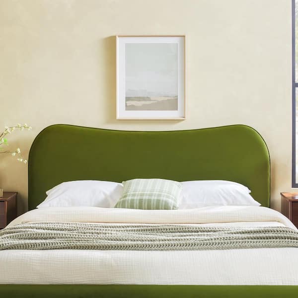 Walker Edison Furniture Company Chantelle Green Velvet MDF Frame