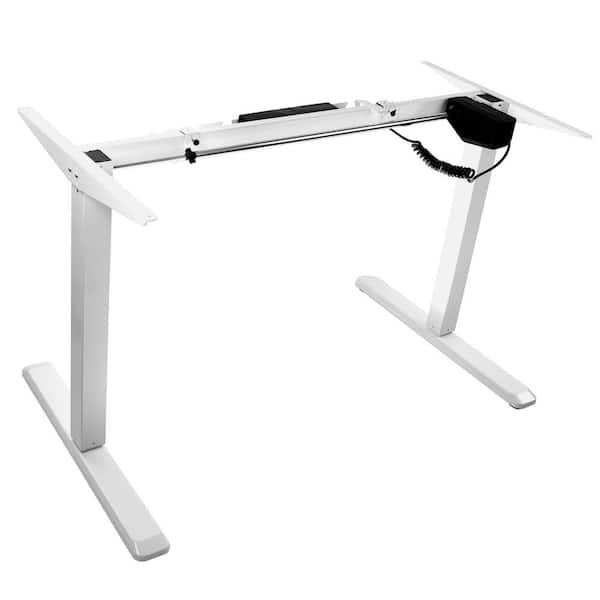mount-it! 63 in. W White Electric Sit-Stand Desk Frame Electric Powered