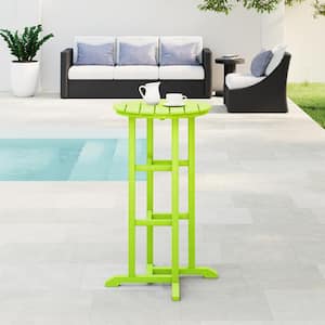 Laguna 24 in. Round Pub Height HDPE Plastic Dining Outdoor Bar Bistro Table in Lime