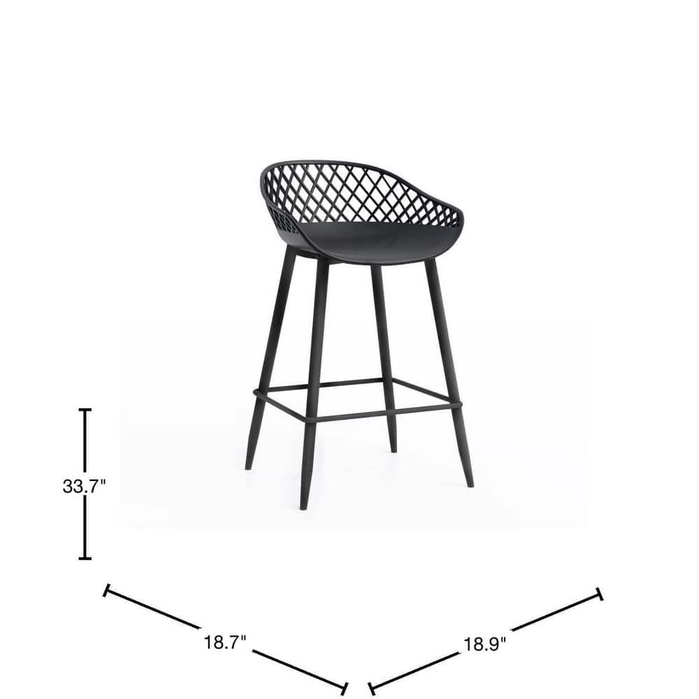Sleek Black Metal Adjustable Kurv Counter Stool Set
