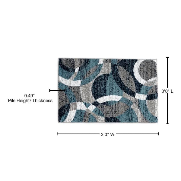 Modern Contemporary Circles Blue 2 ft. x 3 ft. Abstract Indoor Rug