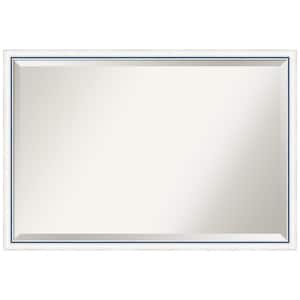 Morgan White Blue 38.25 in. x 26.25 in. Beveled Modern Rectangle Wood Framed Wall Mirror in White