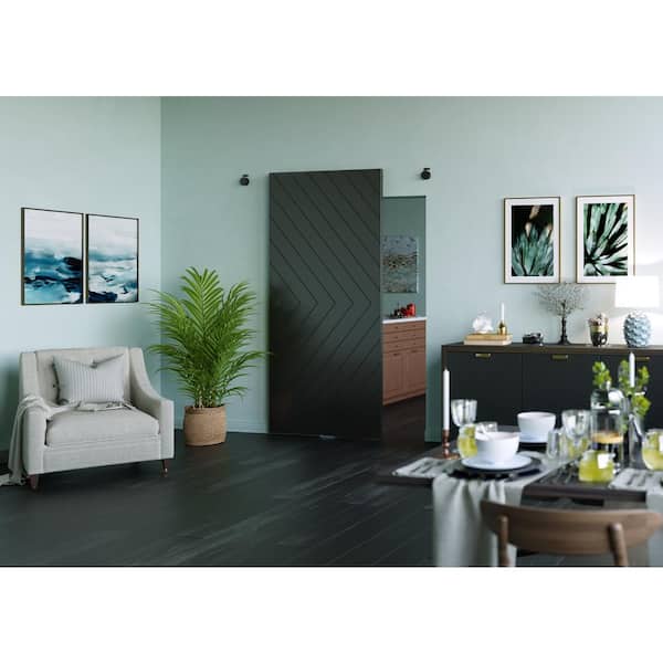 Sherwood 42 in. x 88 in. Solid MDF Core Chocolate Ash MDF Extra Tall Arrow Design Barn Door Slab