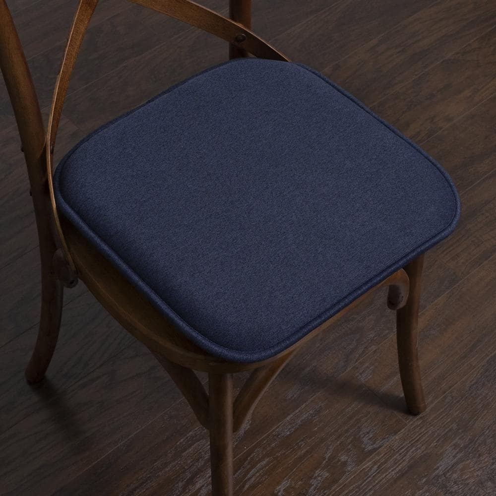 Navy Memory Foam Non-Slip Kitchen Chair Pads, 16" x 16", 4 Pack