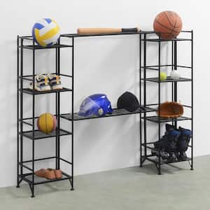 Xtra Storage 44.75 in. Tall Black Metal 4-Shelf Accent Bookcase with Extension Shelves