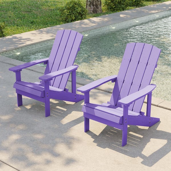 Purple Recyled Plastic Weather-Resistant Outdoor Patio Adirondack Chair (Set of 2)