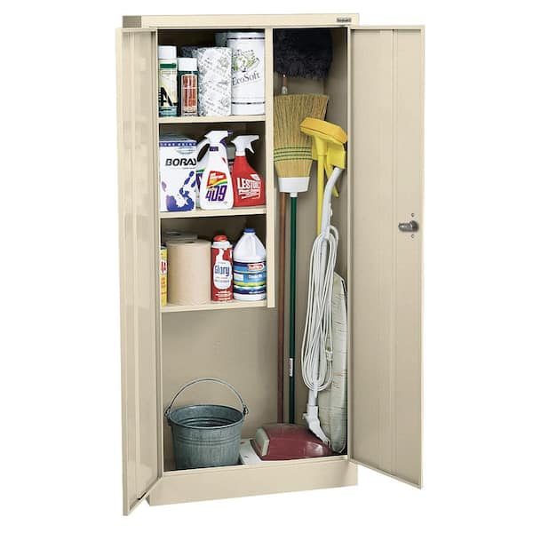 Supply Preassembled 24-Gauge Freestanding Cabinet with 3-Fixed Shelves in Putty ( 30 in. W x 66 in. H x 18 in. D
