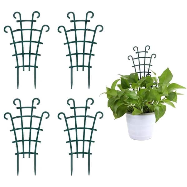 4 Pack Stackable Plant Trellis for Indoor Potted Plants, Metal Weatherproof Outdoor Houseplant Stakes