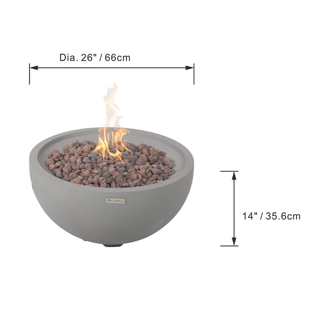 Nantucket Gray Round Concrete Gas Fire Pit Table