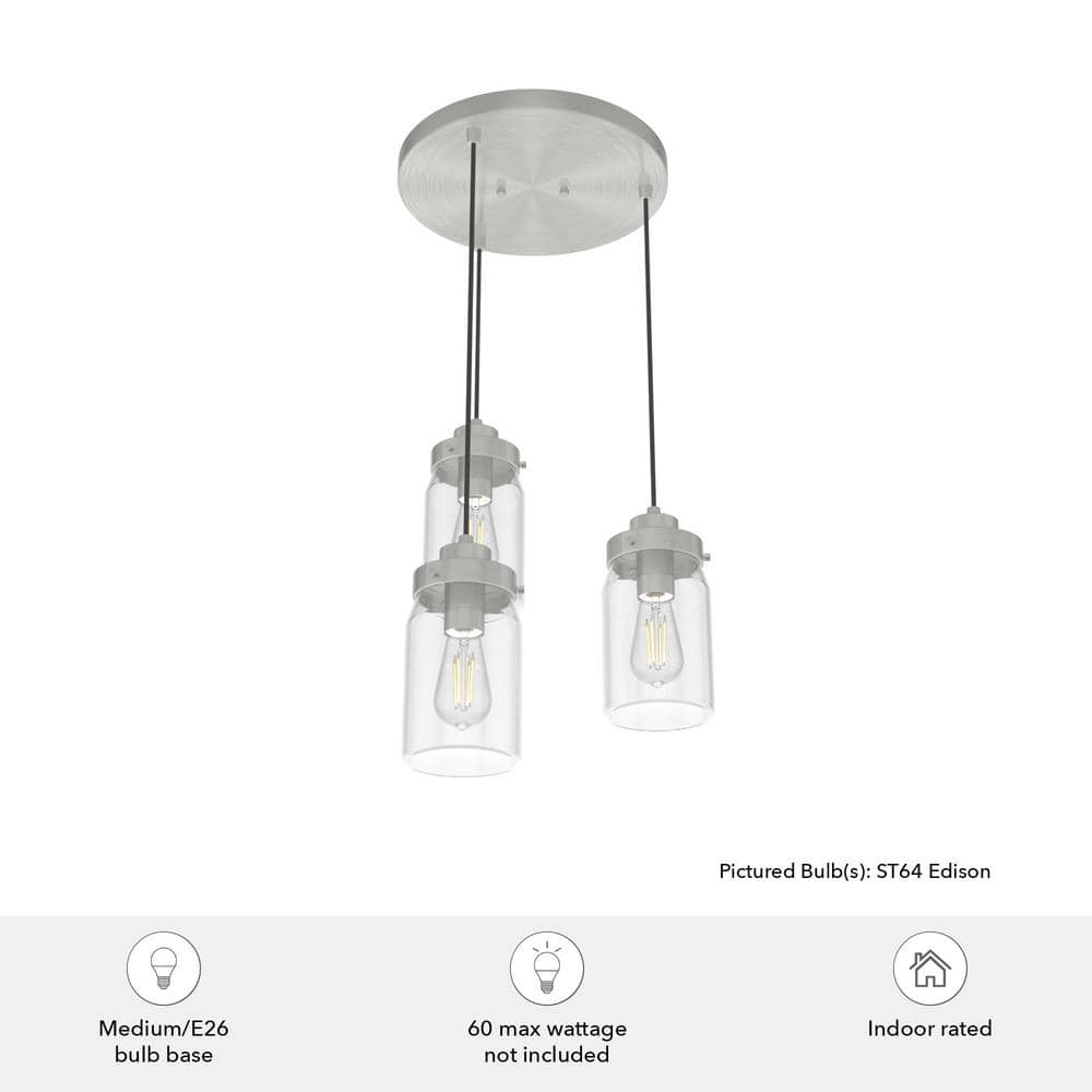 Devon Park Brushed Nickel LED Cluster Pendant with Glass Shades